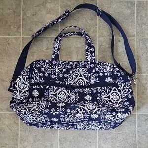 Quilted Navy Floral Weekender Bag - Unbranded